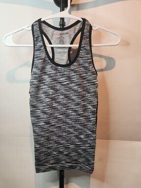 Women Mascara Black and White Space-Dye Racerback Tank